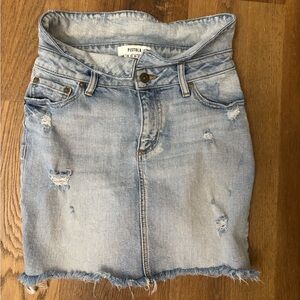 Pistola Light Blue Distressed Mini Skirt
